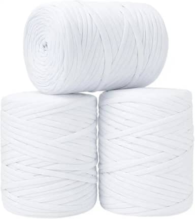 SYMEON Fio de Malha 1kg Ecologico Residual 140m Artesanato Crochê (Tons de branco)
