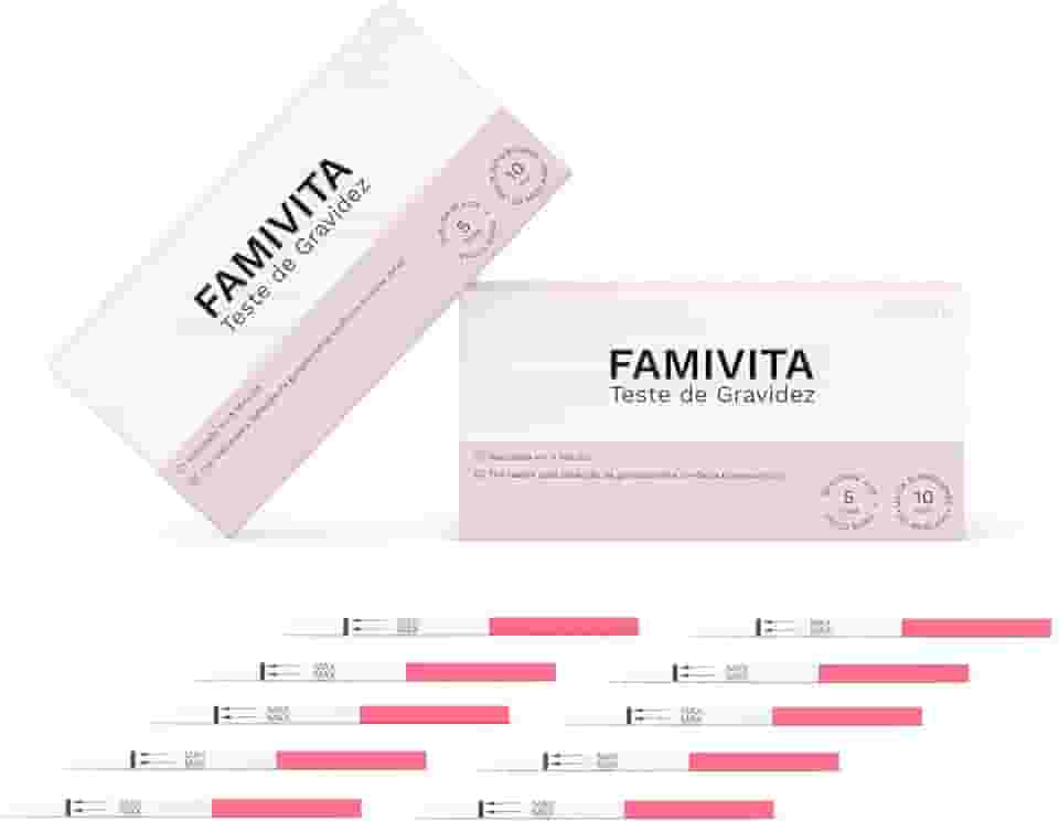 Teste de Gravidez - Detecta o positivo antes do atraso menstrual com a maior sensibilidade do mercado (10 Testes)