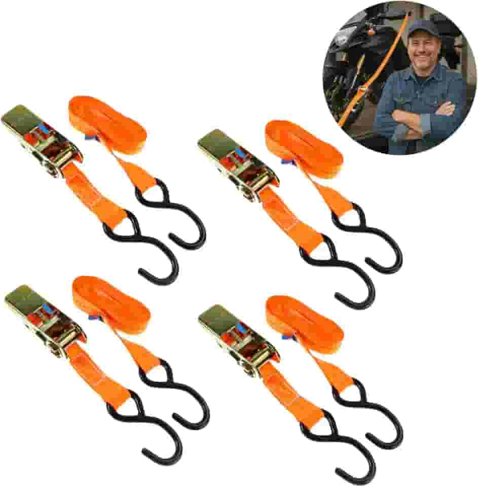 Kit 4x Conjuntos de Catraca com Cinta de Amarração - 800kg, 3M - Indicada para Náutica, Motos, Barcos, Carrocerias e Carretinhas