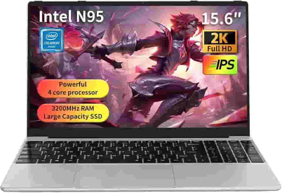 Laptop para jogos de 15,6 polegadas FHD, Intel N95, SSD de 512 GB, RAM DDR4 de 16 GB, bateria de 6000 mAh, teclado retroiluminado, desbloqueio de impressão digital, laptop Windows 11 para