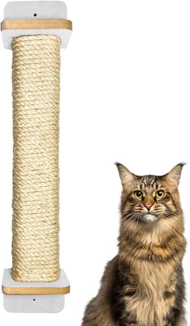 Arranhador de Parede para Gatos 80cm de Altura Resistente Sisal de 8mm com Kit Fixação Premium (Branco)
