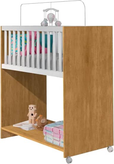 Mini Berço Cama Baby Com Colchão Quarto Infantil Unisex 2 em 1 ((nature)