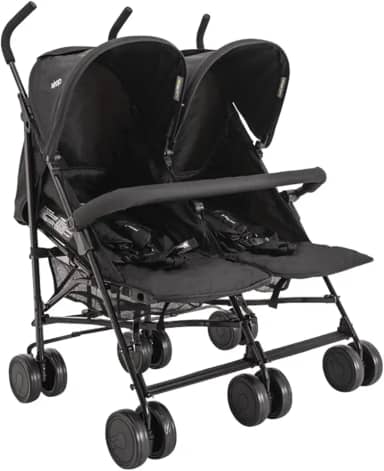 Carrinho de Bebe para Gemeos Kiddo Youme II Guarda Chuva Preto
