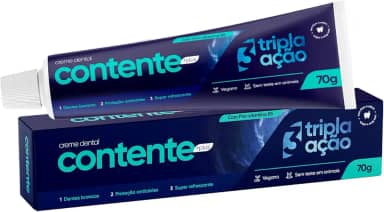 ORGÂNICO NATURAL Creme Dental Contente Tripla Ação - Combate Cáries e Placas - Pasta de Dentes Sem Flúor e Químicas Desnecessárias - Frescor Prolongado - Vegano - 70g
