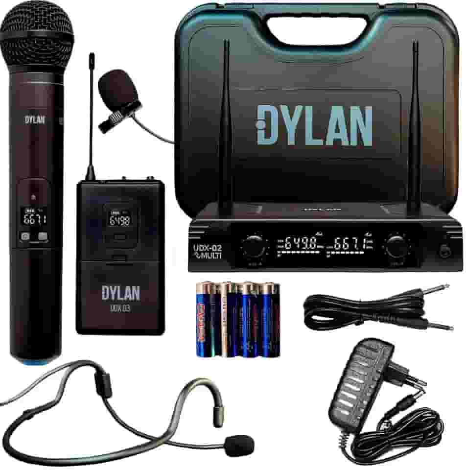 Microfone Sem Fio Duplo Dylan Udx-05 Bastão + Lapela/headset Profissional