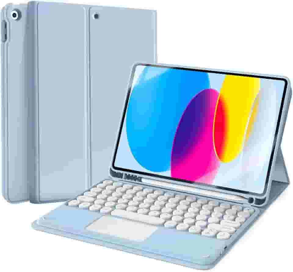 WB Capa com Teclado e trackpad para iPad 10ª e 11ª Geração 10.9" Polegadas com Auto Hibernação (Azul)