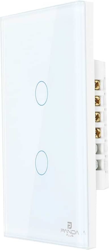 Interruptor Inteligente Touch 1,2,3 e 6 Botões Teclas 4x2 e 4x4 Alexa Google Wifi App Tuya Pandaplus Controle de Voz Automação Bivolt (Branco 2 Botões)