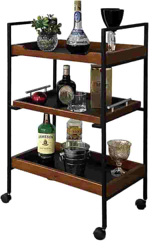 Carrinho Barzinho Para Servir Cantinho Café Chá Adega Bar Aparador Adega Bebidas Decoração Copos Sala Estar Cor:Borda Ma