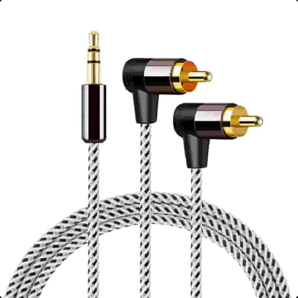 BolaAzul, Cabo P2 Macho reto 3.5mm para 2 RCA ângulo 90 graus 3 M