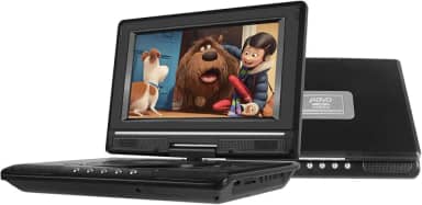 Leitor de DVD Portátil 9.6 Polegadas + Disco de Jogos Incluído, Leitor de DVD de Carro com Suporte para CD/SD/USB, Tela HD Grande, Rotação Livre de 180 Graus e Bateria de Grande Capacidade