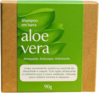 Shampoo em Barra Natural de Aloe Vera - Hidratação Anti Queda e Crescimento Capilar