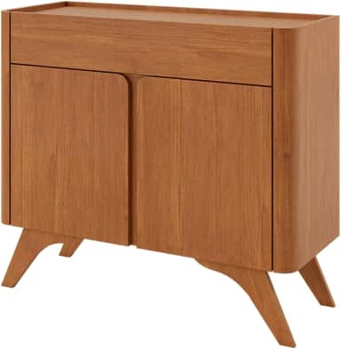 Buffet Para Sala de Jantar 100% em MDF 2 Portas e Pés em Madeira Maciça - Aros (Naturalle)