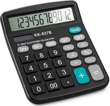 Calculadora Grande 12 Dígitos de Mesa Preta Premium