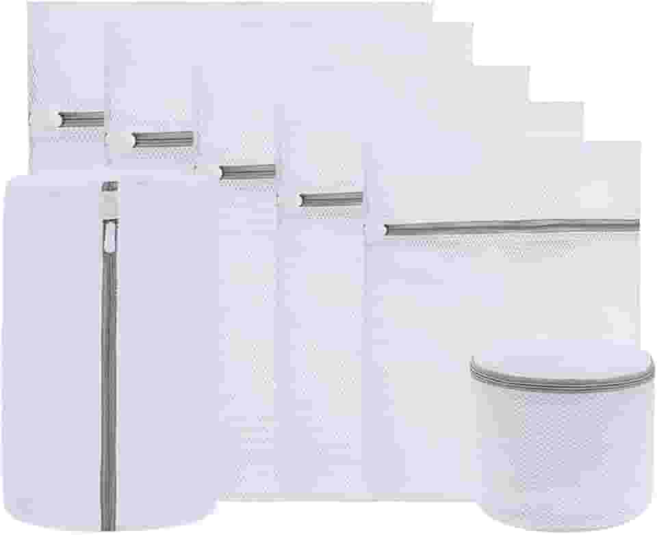 Kit 7 Sacos para Lavar Roupas Delicadas em Malha Protetora – Diferentes Tamanhos, Organizam e Preservam Peças