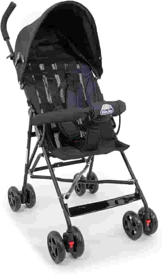 Carrinho de Bebê Guarda-Chuva Leve, Dobrável, Estrutura em Aço, Cinto de Segurança, Confortável, Fácil Transporte, Ideal para Passeios e Viagens Mega Compras Preto