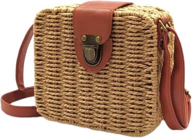 Bolsa de Palha Sintética Quadrada Feminina Moda Praia - Palha