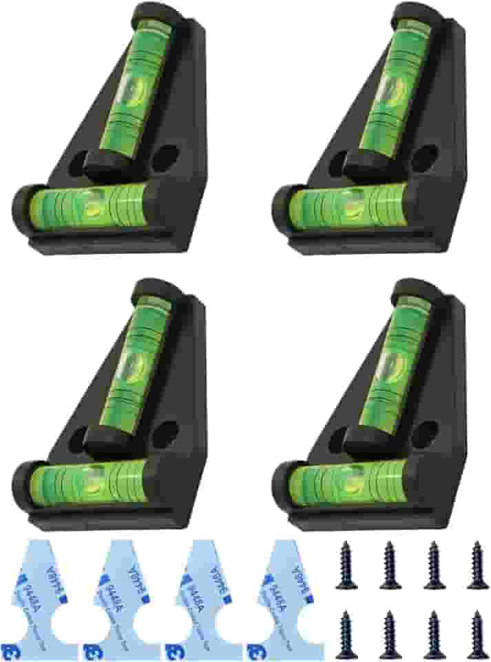 BIGJADE Niveladores magnéticos tipo T 4 peças, acessórios de nivelamento nível T para trailer, trailer, viagem, trailer, acampamento, motorhome com magnetismo, adesivos e parafusos