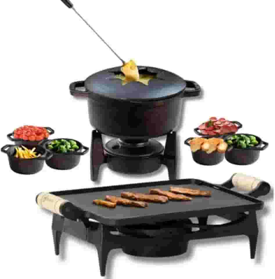 kit Fondue 1,7 L Com 6 Malgas Mais Rechaud Chapa De Ferro Fundido