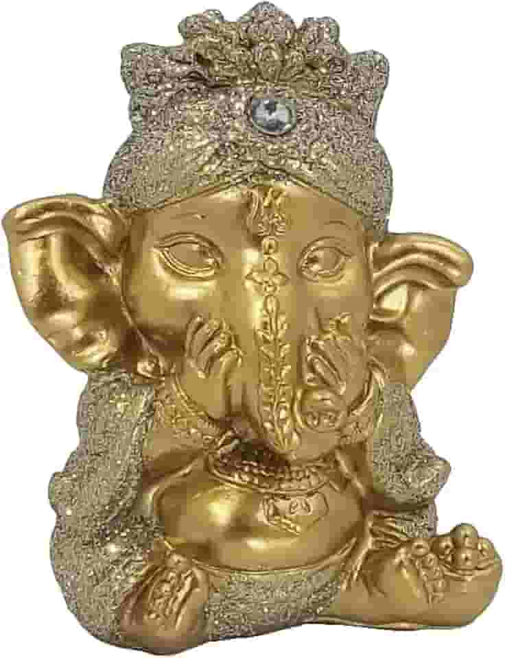 Ganesha bebê decorativa em resina Hindu Deus Sorte Prosperidade Sabedoria S77C (Ganesha Bebê RES77-C)