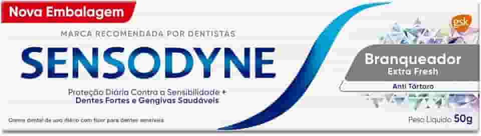 Sensodyne NOVO Creme Dental Branqueador Extra Fresh com Flúor, Anti Tártaro, Proteção Diária Contra Sensibilidade, 50g