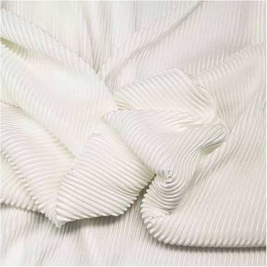 Tecido plissado tecido elástico linha textura elástica listras finas tecido designer para calças sociais terno costura 150 cm largura M105F2 (marfim)