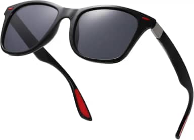 Óculos de sol esportivos polarizados TR90 para corrida, ciclismo, pesca, golfe, dirigir SJ2101, Armação preta C1/lente cinza, Middle