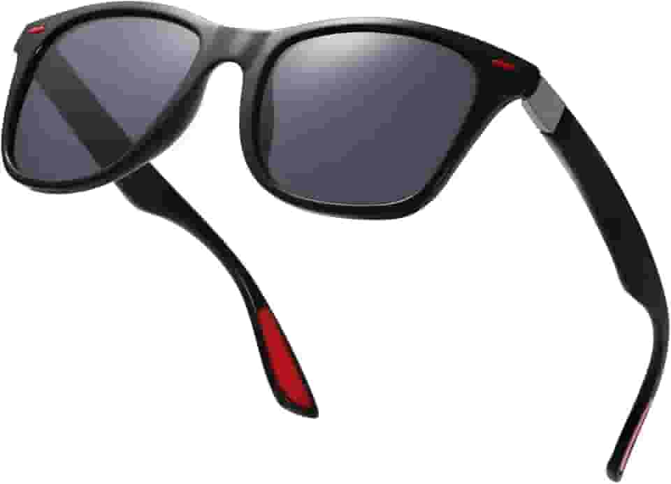 Óculos de sol esportivos polarizados TR90 para corrida, ciclismo, pesca, golfe, dirigir SJ2101, Armação preta C1/lente cinza, Middle