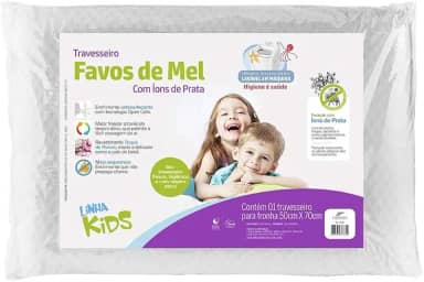 Travesseiro Favos de Mel Kids altura 10 cm - Integralmente lavável - Tratamento Íons de prata - Fibrasca