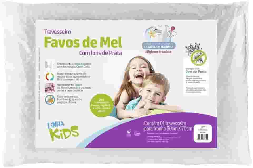 Travesseiro Favos de Mel Kids altura 10 cm - Integralmente lavável - Tratamento Íons de prata - Fibrasca