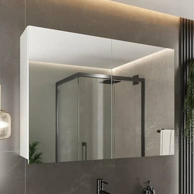 Espelheira para Banheiro 2 Portas 2 Prateleiras Malbec Móveis Bosi