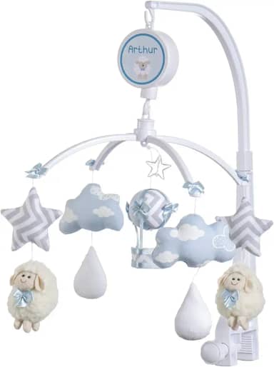 Jheppbay Móbile Berço Bebê Musical E Giratório Ovelinha Azul
