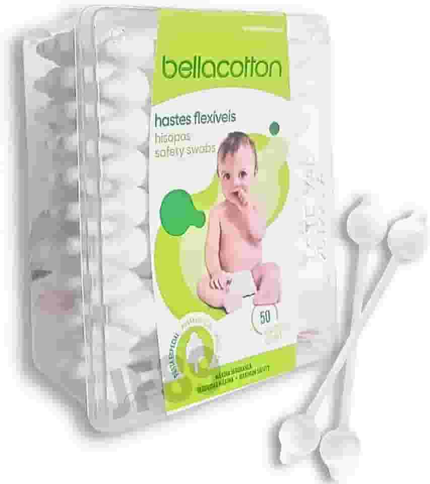 Hastes Flexíveis Cotonete Bebe Bastonetes Bellacotton Caixa C/ 50unidades