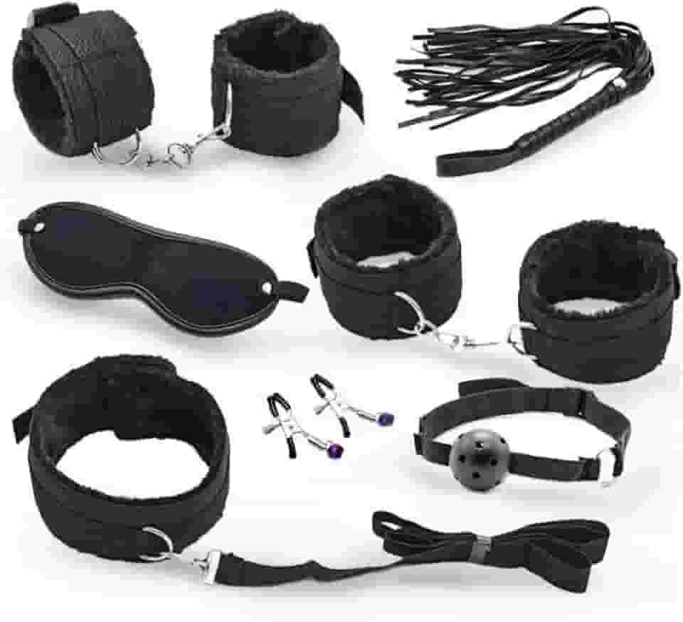 Kit Algema Sexual Brinquedos Sexuais 7 Peças Sexuais Brinquedos Sexuais Adultos Para Casal (Preto)