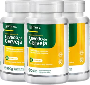 Kit 3 Levedo de Cerveja Nutrye 400 Comprimidos – Suplemento Alimentar Natural com Vitaminas do Complexo B, Cromo e Fibras – 125g