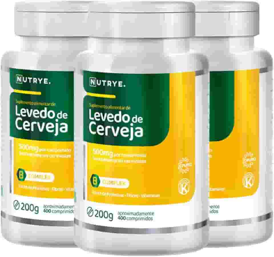 Kit 3 Levedo de Cerveja Nutrye 400 Comprimidos – Suplemento Alimentar Natural com Vitaminas do Complexo B, Cromo e Fibras – 125g