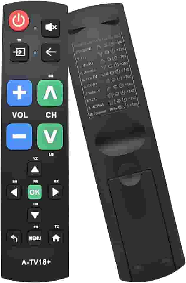 Controle remoto universal de TV fácil de usar para idosos, substituição simples de controle remoto de TV com teclas grandes, compatibilidade universal para TVs, controle remoto perfeito para idosos e