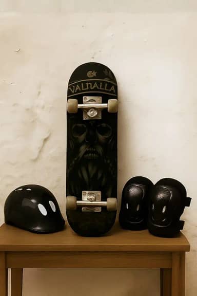 Kit Skate Infantil Viking – Shape Decorado 78×10 cm, Suporta até 90 kg, com Acessórios de Proteção, Acompanha Capacete, Joelheiras e Cotoveleiras, Ideal para Iniciantes