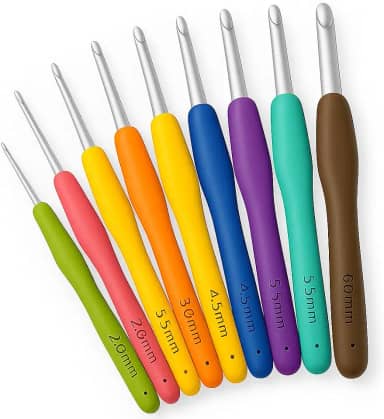 Kit de Agulha Para Crochê, 9 Agulhas de Diferentes Tamanhos, Cabo de Plástico