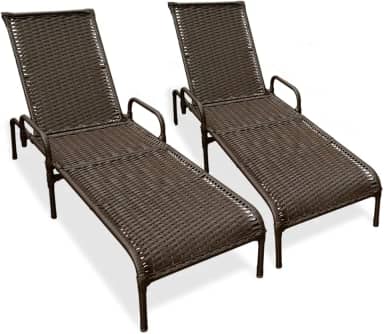 Kit 2 Espreguiçadeiras Área Externa, Catar Fibra Sintética (Marrom)