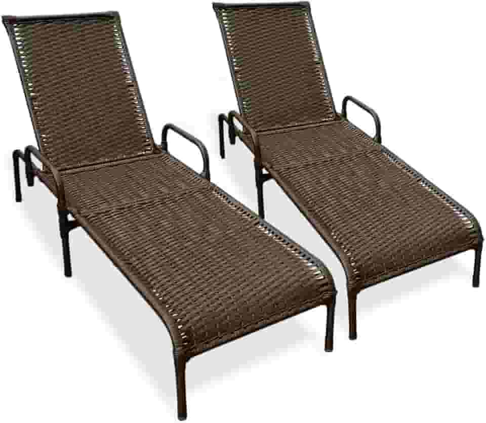 Kit 2 Espreguiçadeiras Área Externa, Catar Fibra Sintética (Marrom)