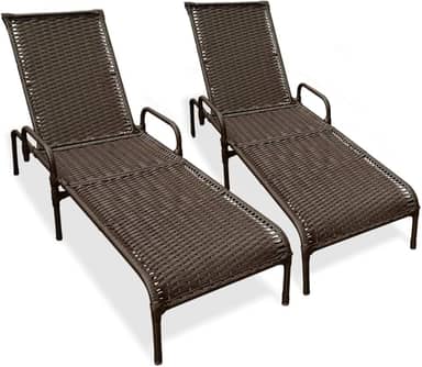 Kit 2 Espreguiçadeiras Área Externa, Catar Fibra Sintética (Marrom)