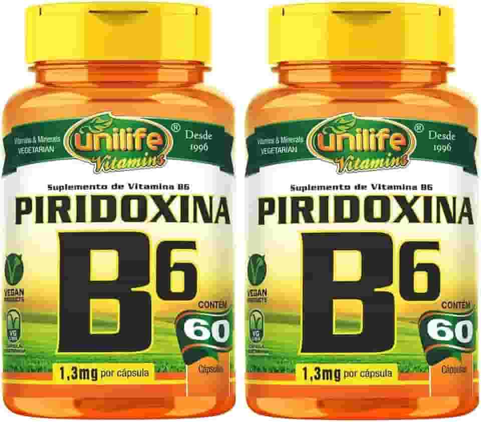 Vitamina B6 (Piridoxina) - 2 unidades de 60 Cápsulas - Unilife