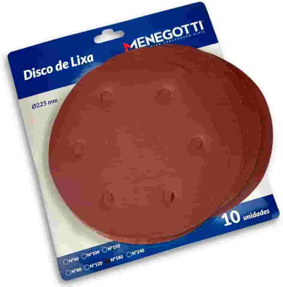 Menegotti Lixas 225mm P/Lixadeira Parede Teto Madeira Raspas Mlp750w 710H Efeito Aderente Fixação Acabamento Kit Profissional - 10 Unidades De Gramatura - 150