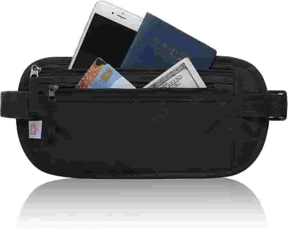 Porta Dinheiro Doleira Notas Viagem Internacional Anti Roubo Invisível Segura Impermeável Cor Preto