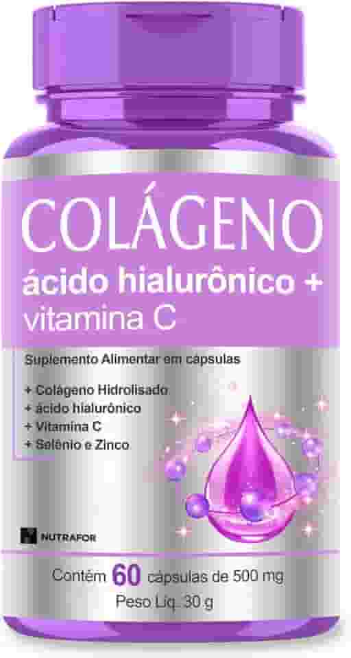 Colágeno Hidrolisado + Ácido Hialurônico + Vitamina C 60 Cáps