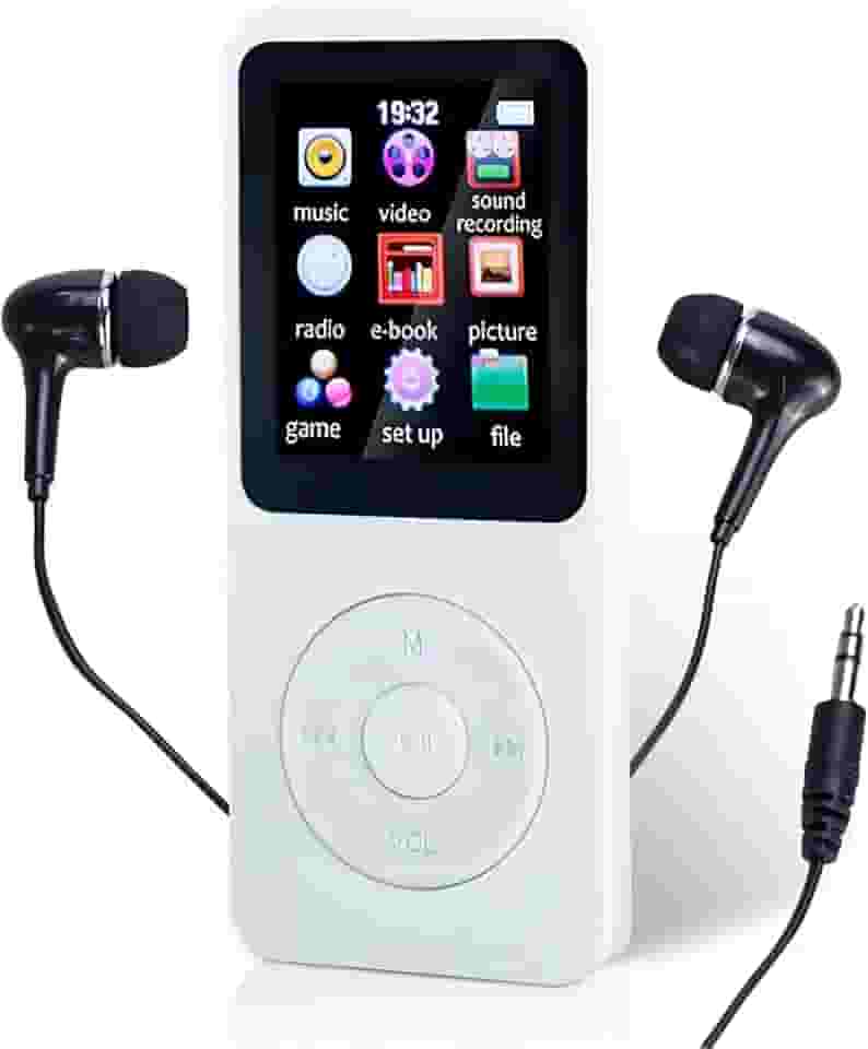 MP3 Player Bluetooth MP4 Player Música Digital Portátil Bluetooth Hi-Fi Som sem Perdas Rádio FM Suporte Cartao de Memoria de Até 64 GB(Branco)