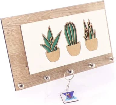Porta Chaves e Cartas Cacto Madeirado Claro