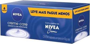NIVEA Sabonete em Barra Creme Care Promo 6 un. 90g - Limpa e deixa a pele macia mesmo após o banho, com glicerina, fragrância NIVEA Creme e o exclusivo ingrediente Eucerit