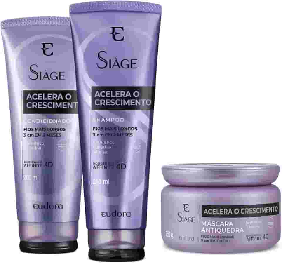 Eudora Combo Siàge Acelera o Crescimento: Shampoo 250ml + Condicionador 200ml + Máscara Capilar 250g