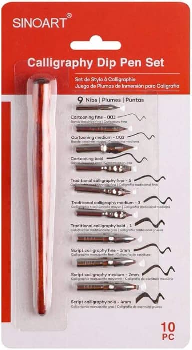 Kit Caligrafia 09 Penas + Cabo de Caligrafia Sinoart